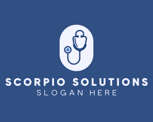 Blue Medical Stethoscope logo design