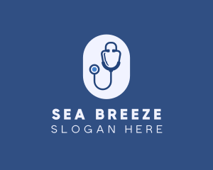 Blue Medical Stethoscope logo design