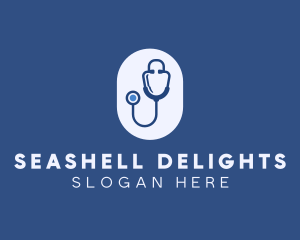 Blue Medical Stethoscope logo design