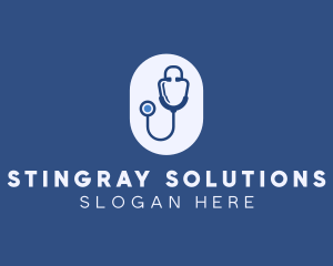 Blue Medical Stethoscope logo design