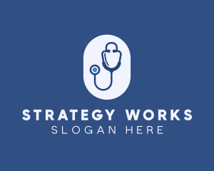 Blue Medical Stethoscope logo design