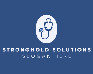 Blue Medical Stethoscope logo design