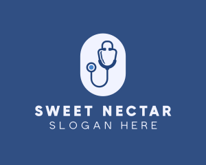 Blue Medical Stethoscope logo design