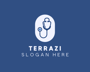 Blue Medical Stethoscope logo design