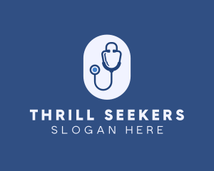 Blue Medical Stethoscope logo design