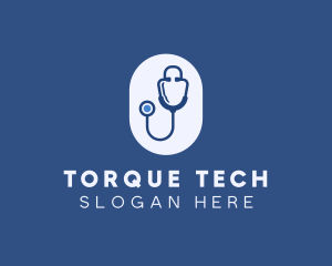 Blue Medical Stethoscope logo design