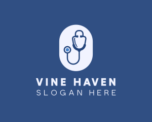 Blue Medical Stethoscope logo design