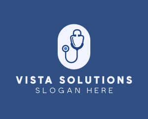 Blue Medical Stethoscope logo design