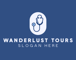 Blue Medical Stethoscope logo design