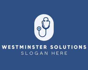 Blue Medical Stethoscope logo design