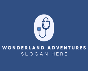 Blue Medical Stethoscope logo design