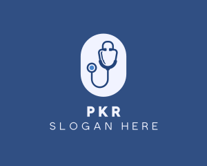 Blue Medical Stethoscope logo design