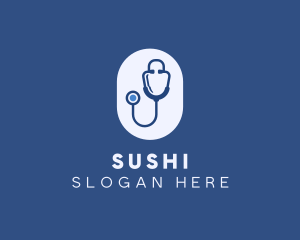 Blue Medical Stethoscope logo design