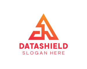 Orange Shield - Geometric Triangle Letter A logo design