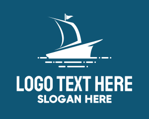 Ship - Blue Sailing Ship logo design