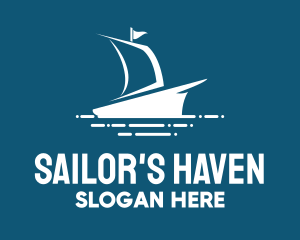 Blue Sailing Ship logo design