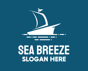 Blue Sailing Ship logo design