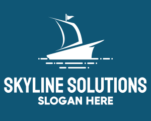 Blue Sailing Ship logo design