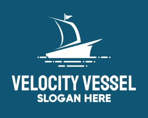 Blue Sailing Ship logo design