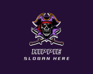 Pirate Skull Sword Captain Logo