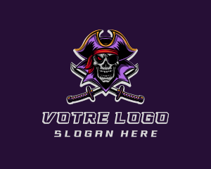 Scary - Pirate Skull Sword Captain logo design