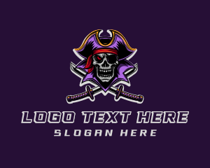 Gaming - Pirate Skull Sword Captain logo design