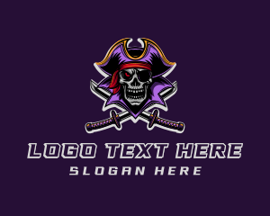 Pirate Skull Sword Captain Logo
