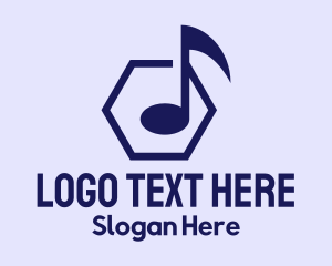 Music Store - Musical Note Hexagon logo design
