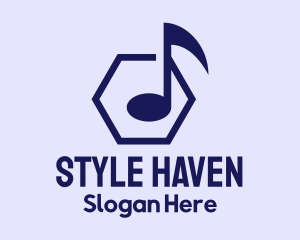 Musical Note Hexagon Logo