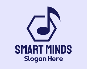 Playlist - Musical Note Hexagon logo design
