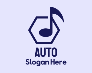Music Business - Musical Note Hexagon logo design