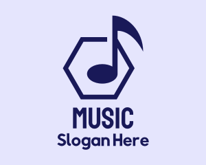 Musical Note Hexagon logo design