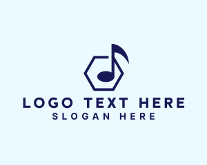 Music Lessons - Musical Note Hexagon logo design