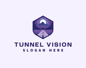 Night Pathway Mountain Tunnel  logo design