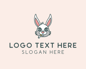 Cartoon - Smoker Rabbit Cartoon logo design