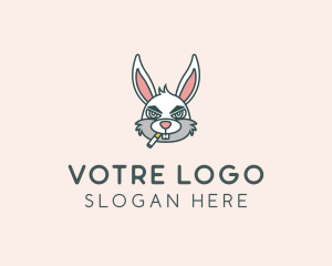 Smoker Rabbit Cartoon Logo