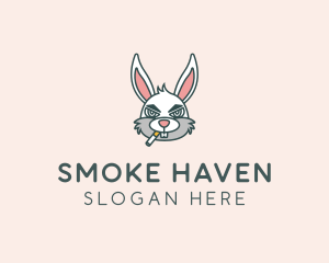 Smoker Rabbit Cartoon logo design