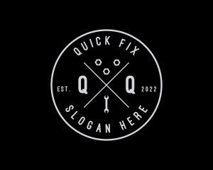 Hipster Mechanic Wrench logo design