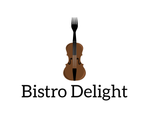 Fork Violin Instrument logo design