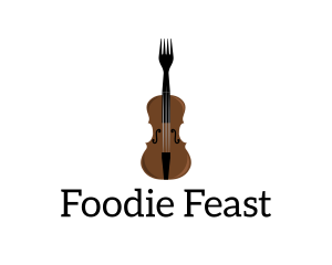 Eating - Fork Violin Instrument logo design