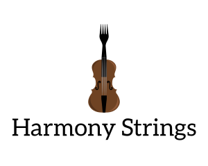 Fork Violin Instrument logo design