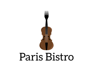 Fork Violin Instrument logo design