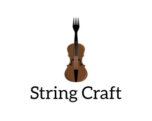 String - Fork Violin Instrument logo design