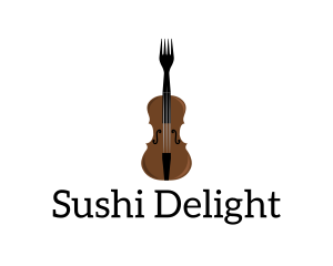 Fork Violin Instrument logo design