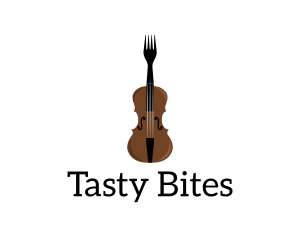 Fork Violin Instrument logo design