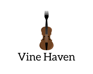 Fork Violin Instrument logo design