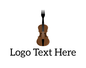 Restaurant - Fork Violin Instrument logo design