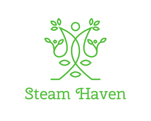 Sauna - Green Human Vines logo design