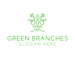 Green Human Vines  logo design