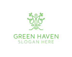 Green Human Vines  logo design